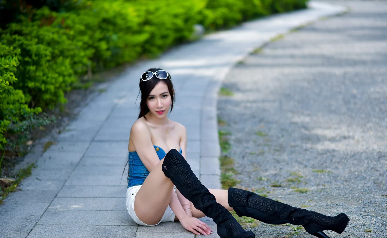 [Mzsock] NO.181 Yanxi off-shoulder shorts, boots and beautiful legs street photography#[71P]-18